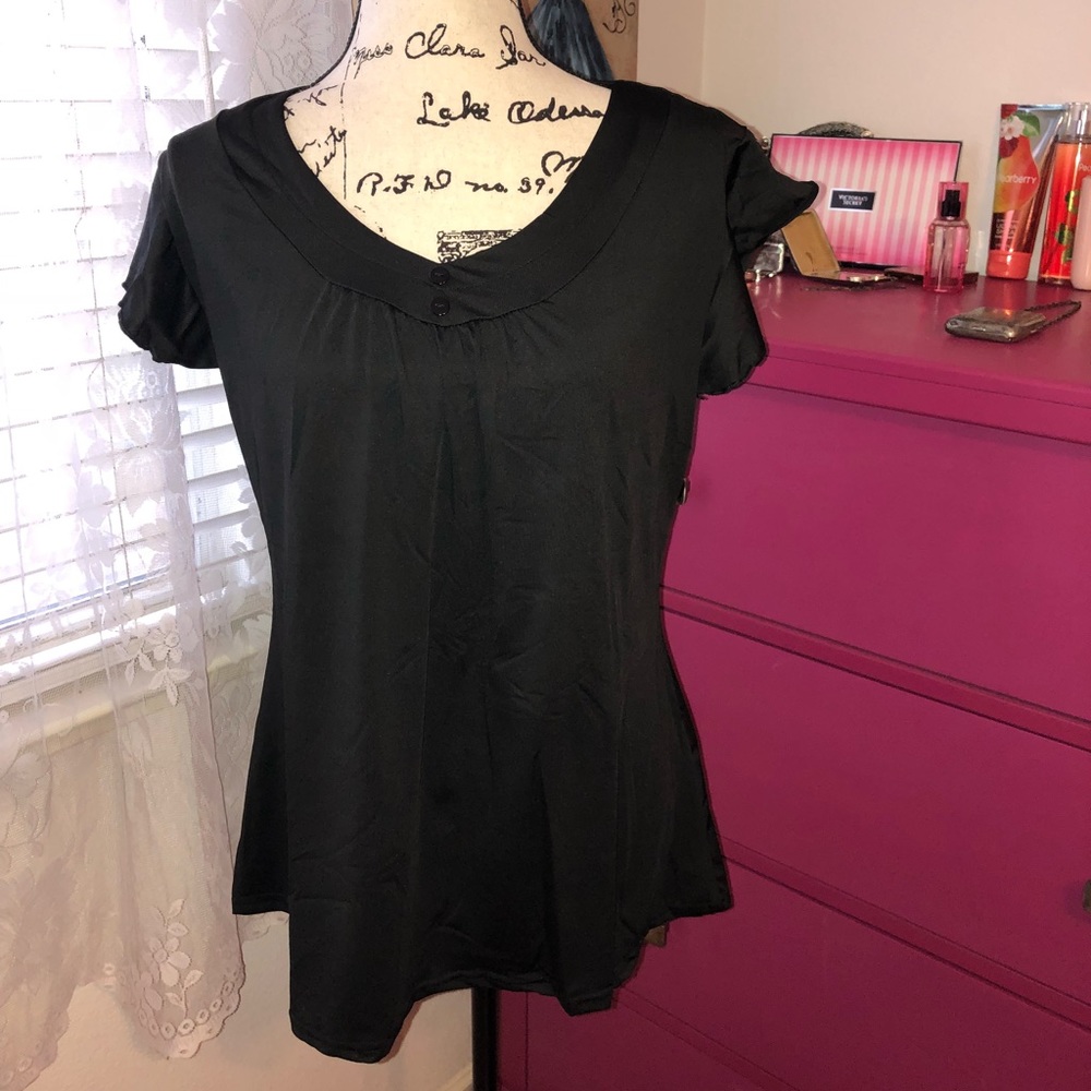 XXL Black Blouse with a silky feel